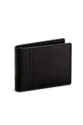Elegant black leather wallet close-up